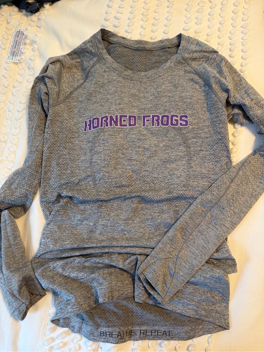 lululemon athletica Gray Crewneck Sweatshirt with Purple 'Horned Frogs'